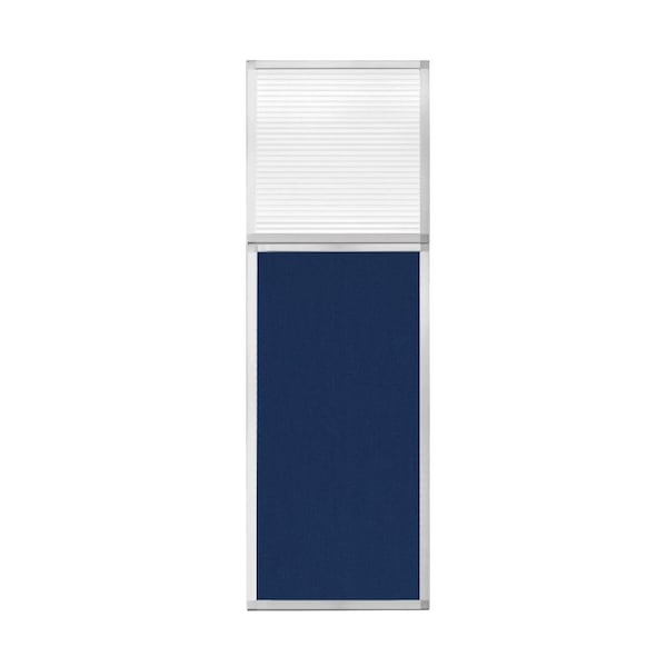 Hush Panel Configurable Cubicle Partition 2' x 6' W/ Window Navy Blue Fabric Clear Fluted Window